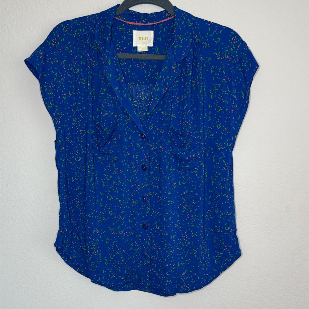 Anthropologie Maeve Blue Confetti Blouse